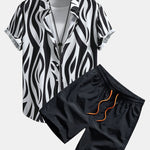 Abstract Print Shirt & Swim Shorts Set