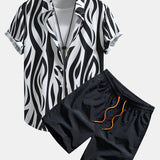 Abstract Print Shirt & Swim Shorts Set