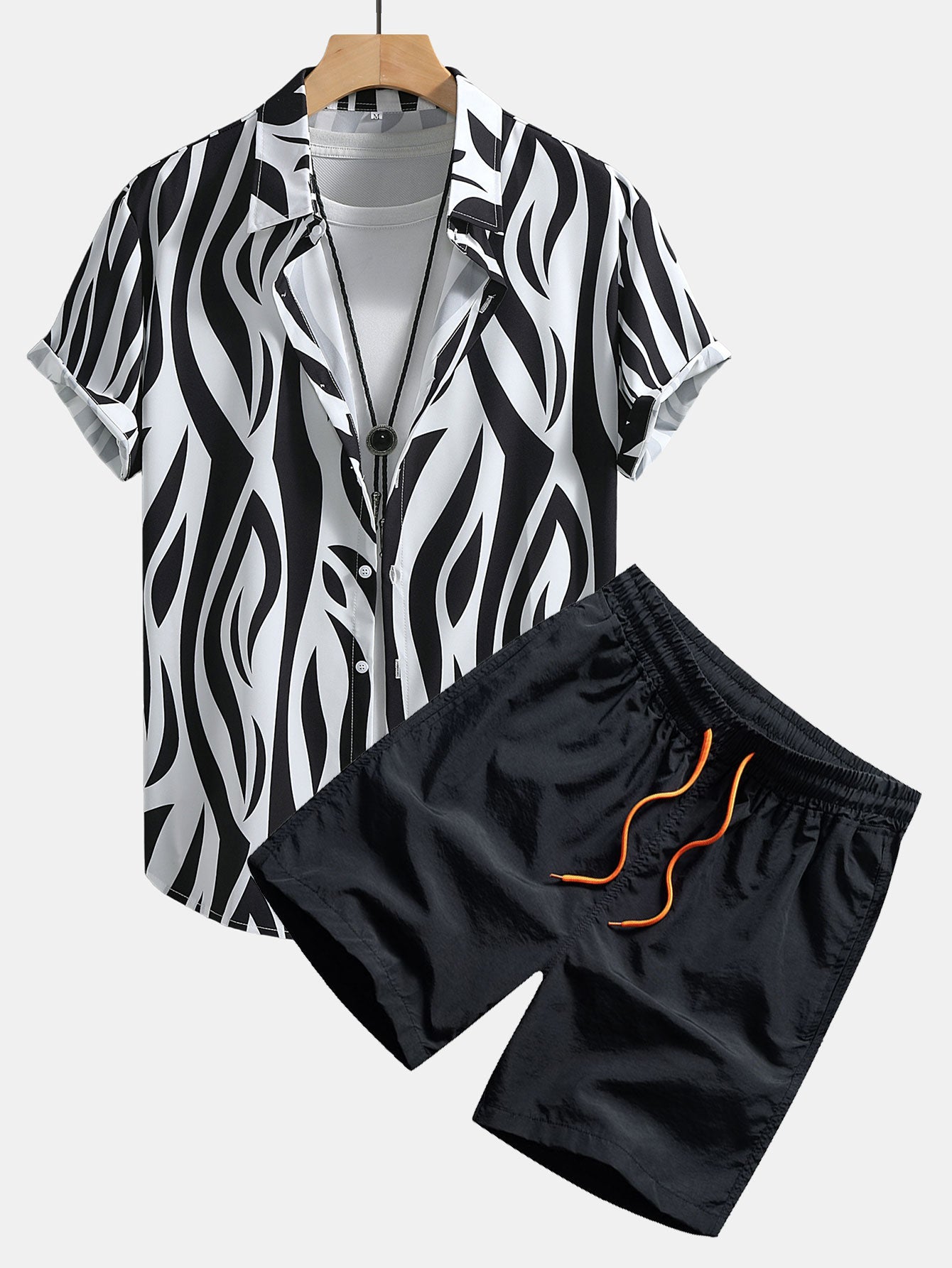 Abstract Print Shirt & Swim Shorts Set