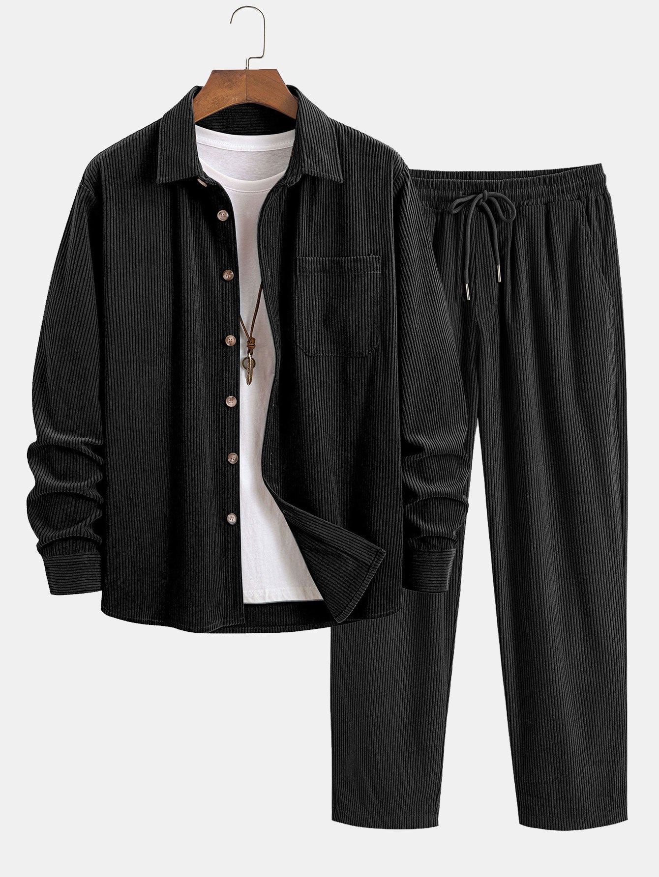 Corduroy Shirt & Straight Leg Corduroy Pants Set