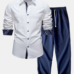 Contrast Paisley Print Linen Shirt & Straight Leg Linen Pants Set