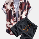 Cow Print Shirt & Swim Shorts Set