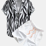 Abstract Print Shirt & Swim Shorts Set