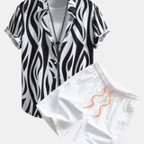 Abstract Print Shirt & Swim Shorts Set