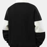 Color Block Patchwork Polo Sweatshirt & Pleated Pintuck Sweatpants Set