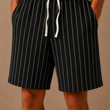 Men's Linen Drawstring Shorts – Striped Relaxed Fit | Areleon