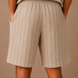 Men's Linen Drawstring Shorts – Striped Relaxed Fit | Areleon