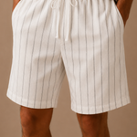 Men's Linen Drawstring Shorts – Striped Relaxed Fit | Areleon