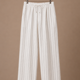 Men's Linen Drawstring Trousers – Striped Casual Fit | Areleon