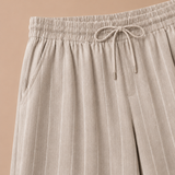 Men's Linen Drawstring Trousers – Striped Casual Fit | Areleon