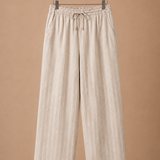 Men's Linen Drawstring Trousers – Striped Casual Fit | Areleon