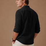 Men's Grandad Collar Linen Shirt – Relaxed Casual Fit | Areleon