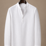 Men's Grandad Collar Linen Shirt – Relaxed Casual Fit | Areleon