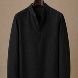 Men's Grandad Collar Linen Shirt – Relaxed Casual Fit | Areleon
