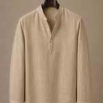 Men's Grandad Collar Linen Shirt – Relaxed Casual Fit | Areleon