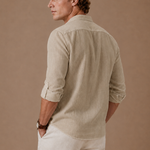 Men's Grandad Collar Linen Shirt – Relaxed Casual Fit | Areleon