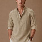 Men's Grandad Collar Linen Shirt – Relaxed Casual Fit | Areleon