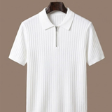 Men's Striped Knit Polo Shirt – Breathable Short Sleeve | Areleon
