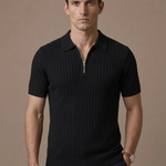 Men's Striped Knit Polo Shirt – Breathable Short Sleeve | Areleon