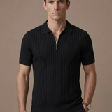 Men's Striped Knit Polo Shirt – Breathable Short Sleeve | Areleon