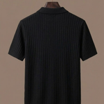 Men's Striped Knit Polo Shirt – Breathable Short Sleeve | Areleon