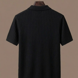 Men's Striped Knit Polo Shirt – Breathable Short Sleeve | Areleon