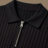Men's Striped Knit Polo Shirt – Breathable Short Sleeve | Areleon