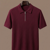 Men's Striped Knit Polo Shirt – Breathable Short Sleeve | Areleon