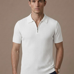 Men's Striped Knit Polo Shirt – Breathable Short Sleeve | Areleon