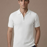 Men's Striped Knit Polo Shirt – Breathable Short Sleeve | Areleon