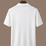Men's Striped Knit Polo Shirt – Breathable Short Sleeve | Areleon