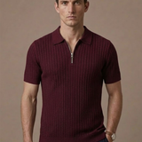Men's Striped Knit Polo Shirt – Breathable Short Sleeve | Areleon
