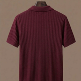 Men's Striped Knit Polo Shirt – Breathable Short Sleeve | Areleon