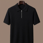 Men's Striped Knit Polo Shirt – Breathable Short Sleeve | Areleon