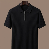 Men's Striped Knit Polo Shirt – Breathable Short Sleeve | Areleon