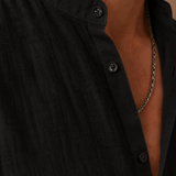 Men's Grandad Collar Linen Shirt – Relaxed Casual Fit | Areleon