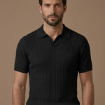 Men's Ribbed Knit Polo Shirt – Lightweight Summer Casual | Areleon