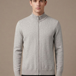 Men's Zip Cardigan – Stand Collar Stretch Knit Casual | Areleon