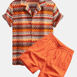 Geometric Cuban Shirt & Swim Shorts Set