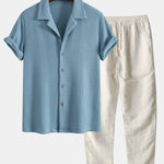 Waffle Shirt & Straight Leg Linen Pants Set