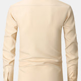 Long Sleeve Textured Stand Collar Shirt
