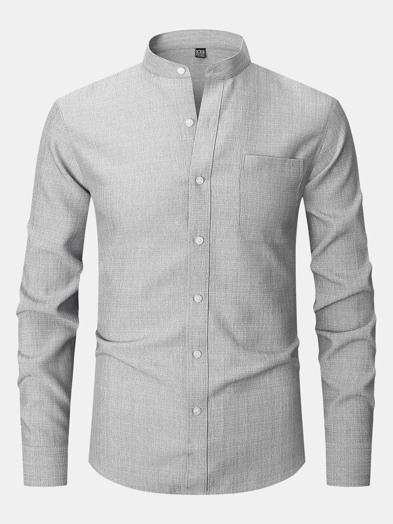 Long Sleeve Textured Stand Collar Shirt