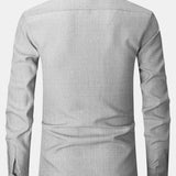 Long Sleeve Textured Stand Collar Shirt