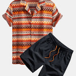 Geometric Cuban Shirt & Swim Shorts Set