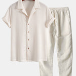Waffle Shirt & Straight Leg Linen Pants Set