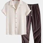 Waffle Shirt & Straight Leg Linen Pants Set