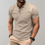 TEXTURED BUTTON PLACKET POLO SHIRT FOR MEN