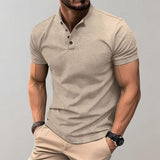 TEXTURED BUTTON PLACKET POLO SHIRT FOR MEN