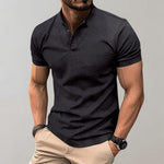 TEXTURED BUTTON PLACKET POLO SHIRT FOR MEN