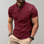 TEXTURED BUTTON PLACKET POLO SHIRT FOR MEN